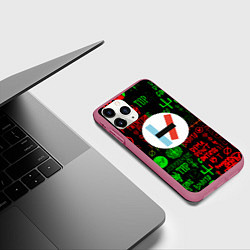 Чехол iPhone 11 Pro матовый Twenty one pilots music steel, цвет: 3D-малиновый — фото 2
