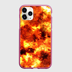 Чехол iPhone 11 Pro матовый Ядерный взрыв огонь, цвет: 3D-малиновый