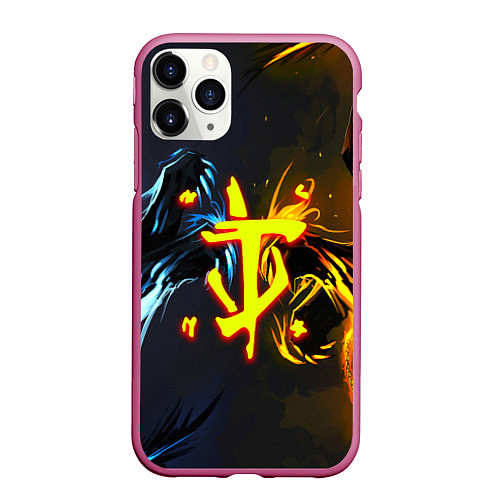 Чехол iPhone 11 Pro матовый Doom logo monster / 3D-Малиновый – фото 1