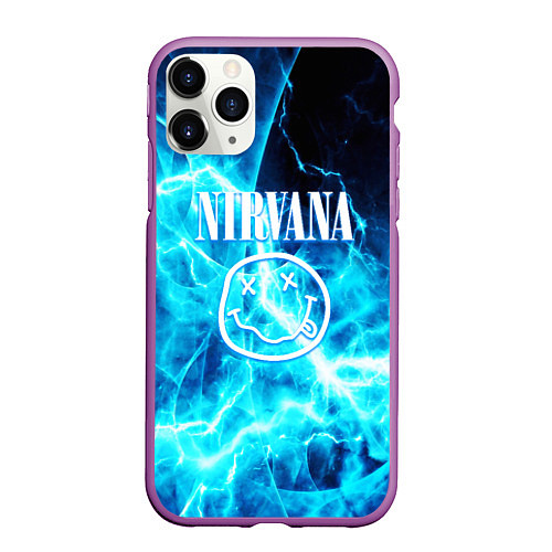 Чехол iPhone 11 Pro матовый Nirvana electro / 3D-Фиолетовый – фото 1