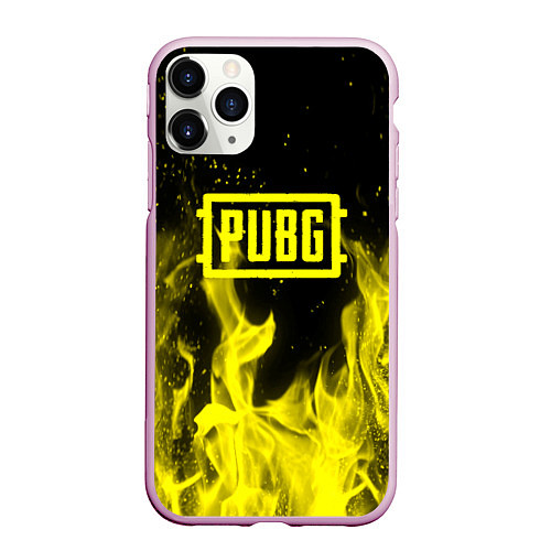 Чехол iPhone 11 Pro матовый PUBG fire yellow / 3D-Розовый – фото 1