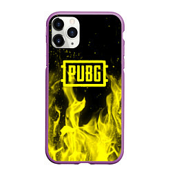 Чехол iPhone 11 Pro матовый PUBG fire yellow, цвет: 3D-фиолетовый