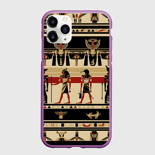 Чехол iPhone 11 Pro матовый Египет этника / 3D-Фиолетовый – фото 1