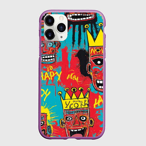 Чехол iPhone 11 Pro матовый Абстракция в стиле баския / 3D-Фиолетовый – фото 1