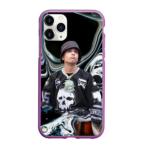 Чехол iPhone 11 Pro матовый Slava Marlow music artist / 3D-Фиолетовый – фото 1