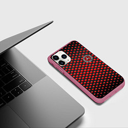 Чехол iPhone 11 Pro матовый Mercedes bens металические круги, цвет: 3D-малиновый — фото 2