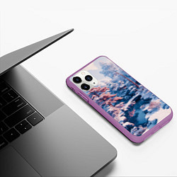 Чехол iPhone 11 Pro матовый Японская зима в сельской местности, цвет: 3D-фиолетовый — фото 2