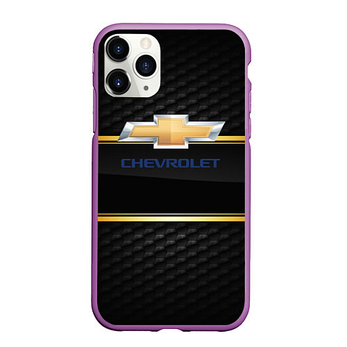 Чехол iPhone 11 Pro матовый Chevrolet auto steel / 3D-Фиолетовый – фото 1