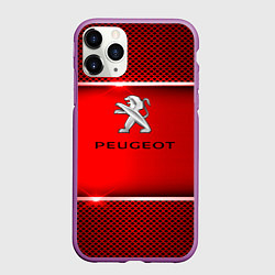 Чехол iPhone 11 Pro матовый Peugeot metal steel, цвет: 3D-фиолетовый
