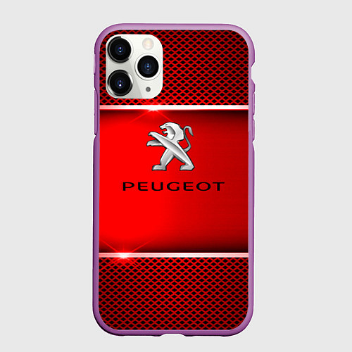 Чехол iPhone 11 Pro матовый Peugeot metal steel / 3D-Фиолетовый – фото 1