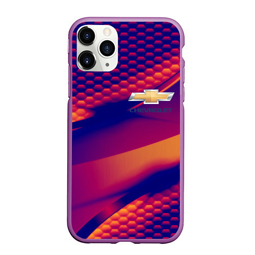 Чехол iPhone 11 Pro матовый Chevrolet текстура / 3D-Фиолетовый – фото 1
