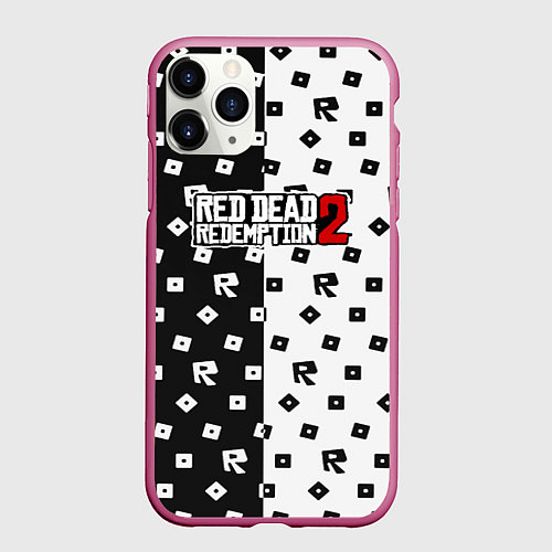 Чехол iPhone 11 Pro матовый Red Dead Redemption 2 pattern / 3D-Малиновый – фото 1