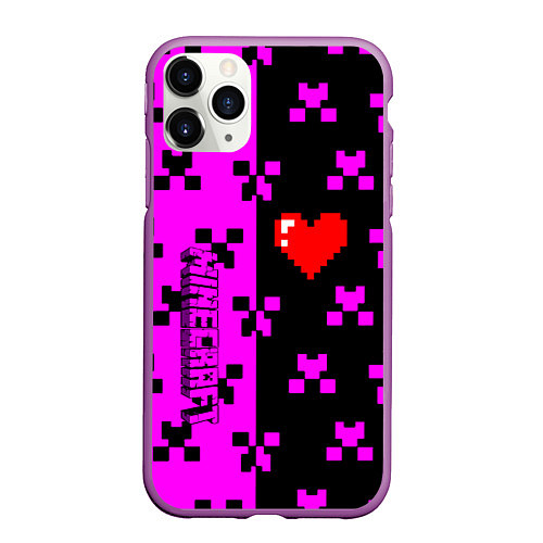 Чехол iPhone 11 Pro матовый Minecraft love game / 3D-Фиолетовый – фото 1