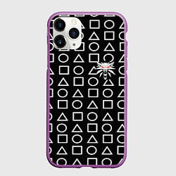 Чехол iPhone 11 Pro матовый The Witcher лого гейм паттерн