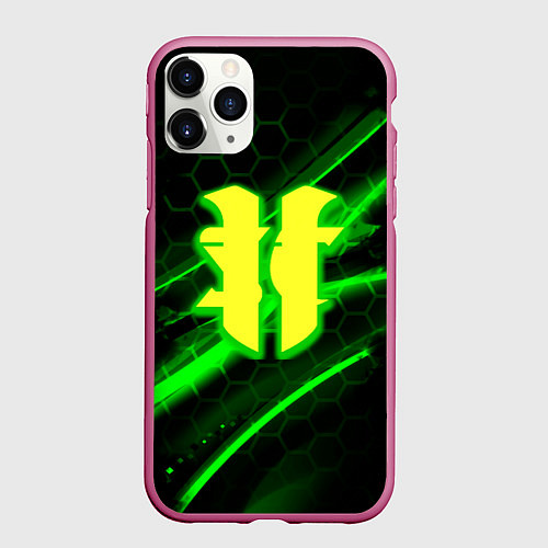 Чехол iPhone 11 Pro матовый Starcraft 2 кислотные соты линии / 3D-Малиновый – фото 1