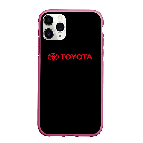 Чехол iPhone 11 Pro матовый Toyota red logo auto / 3D-Малиновый – фото 1