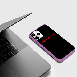 Чехол iPhone 11 Pro матовый Toyota red logo auto, цвет: 3D-фиолетовый — фото 2