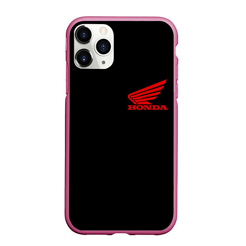 Чехол iPhone 11 Pro матовый Honda red logo auto steel / 3D-Малиновый – фото 1