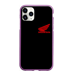 Чехол iPhone 11 Pro матовый Honda red logo auto steel, цвет: 3D-фиолетовый