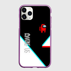 Чехол iPhone 11 Pro матовый Among us geometry steel glitch, цвет: 3D-фиолетовый