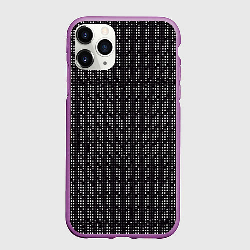 Чехол iPhone 11 Pro матовый Белые точки на чёрном фоне / 3D-Фиолетовый – фото 1
