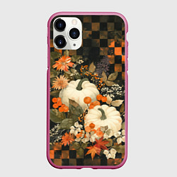 Чехол iPhone 11 Pro матовый Бледные тыквы, цвет: 3D-малиновый