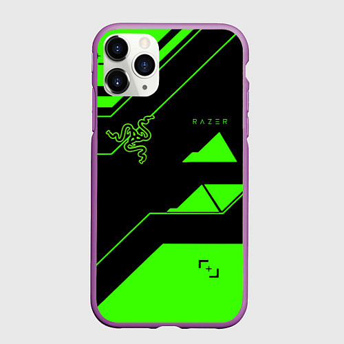 Чехол iPhone 11 Pro матовый Razer geometry game / 3D-Фиолетовый – фото 1