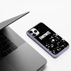 Чехол iPhone 11 Pro матовый Fortnite pattern black, цвет: 3D-светло-сиреневый — фото 2