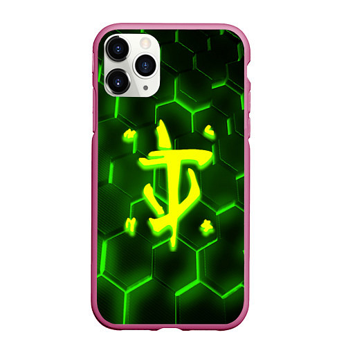 Чехол iPhone 11 Pro матовый Doom кислотная броня / 3D-Малиновый – фото 1