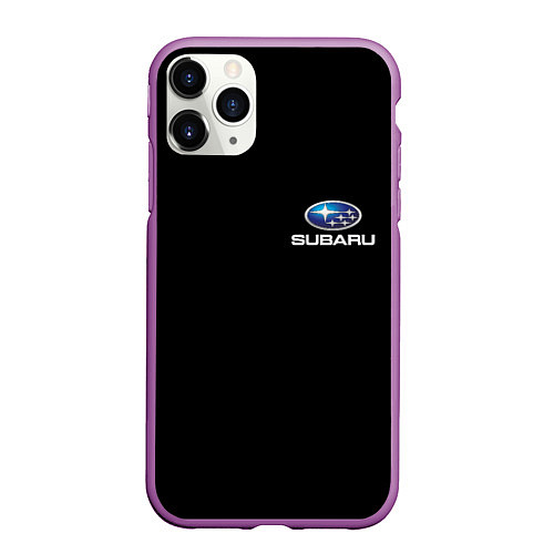 Чехол iPhone 11 Pro матовый Subaru logo auto / 3D-Фиолетовый – фото 1