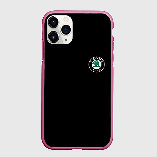 Чехол iPhone 11 Pro матовый Skoda logo auto / 3D-Малиновый – фото 1