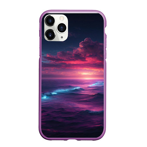 Чехол iPhone 11 Pro матовый Night sea / 3D-Фиолетовый – фото 1