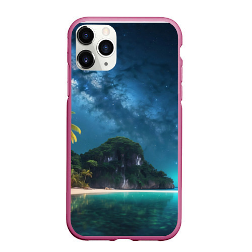 Чехол iPhone 11 Pro матовый Island beach / 3D-Малиновый – фото 1