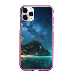 Чехол iPhone 11 Pro матовый Island beach, цвет: 3D-малиновый