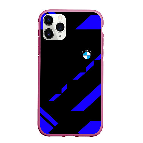 Чехол iPhone 11 Pro матовый BMW blue geometry / 3D-Малиновый – фото 1