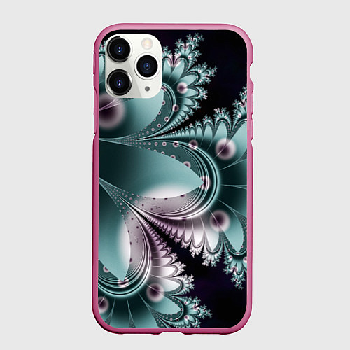 Чехол iPhone 11 Pro матовый Фракталы узорный стиль / 3D-Малиновый – фото 1