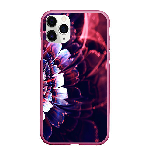 Чехол iPhone 11 Pro матовый Фрактальный цветок абстракция / 3D-Малиновый – фото 1