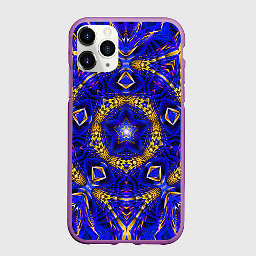 Чехол iPhone 11 Pro матовый Оптический узор текстура / 3D-Фиолетовый – фото 1