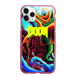 Чехол iPhone 11 Pro матовый Doom monster mars, цвет: 3D-малиновый