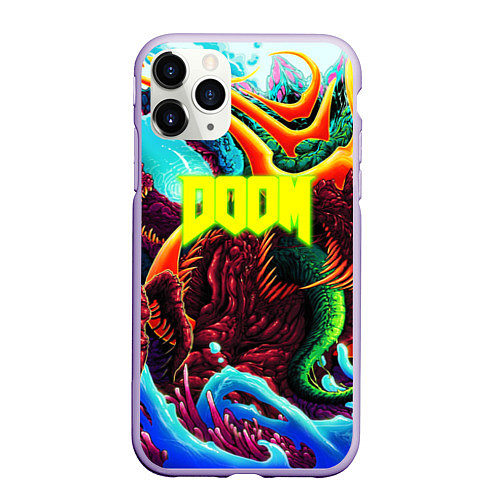 Чехол iPhone 11 Pro матовый Doom monster mars / 3D-Светло-сиреневый – фото 1