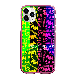 Чехол iPhone 11 Pro матовый Marshmello pattern neon steel, цвет: 3D-малиновый