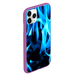 Чехол iPhone 11 Pro матовый Синий огонь текстура, цвет: 3D-фиолетовый — фото 2