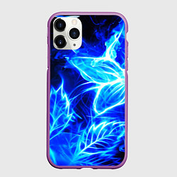 Чехол iPhone 11 Pro матовый Огненный синий цветок