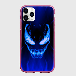 Чехол iPhone 11 Pro матовый Огненный Веном, цвет: 3D-малиновый