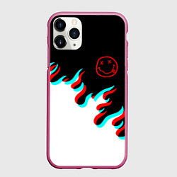 Чехол iPhone 11 Pro матовый Нирвана глитч огонь