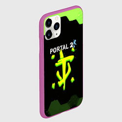 Чехол iPhone 11 Pro матовый Doom x portal 2 зелёные соты, цвет: 3D-фиолетовый — фото 2