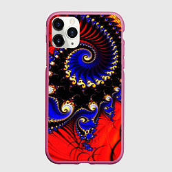 Чехол iPhone 11 Pro матовый Оптический узор фракталы завитки, цвет: 3D-малиновый