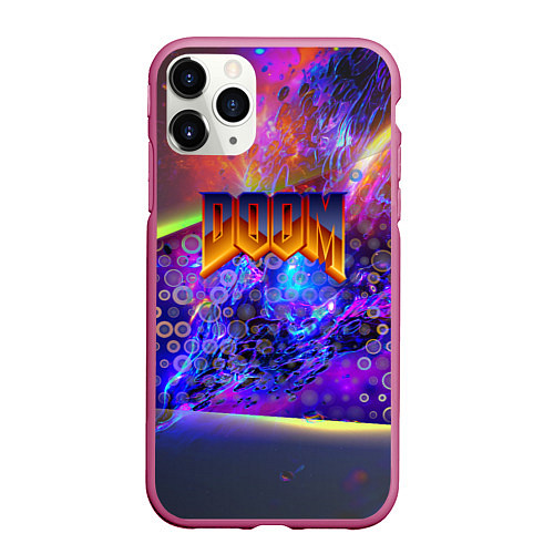 Чехол iPhone 11 Pro матовый Doom abstraction mars / 3D-Малиновый – фото 1