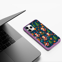 Чехол iPhone 11 Pro матовый Mintrcraft pattern новый год, цвет: 3D-фиолетовый — фото 2