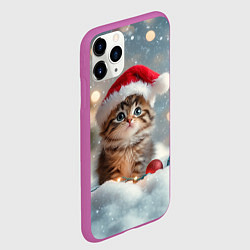 Чехол iPhone 11 Pro матовый Котенок и новогодние шарики, цвет: 3D-фиолетовый — фото 2